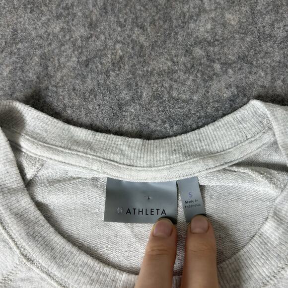 Athleta Sweatshirt Women Small Criss Cross Soft Tulip Sweater Top Beige Heather - Picture 8 of 8